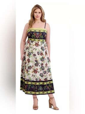Sienna Square-Neck Border-Print Maxi Dress